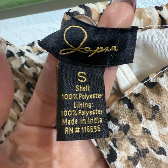Japna Leopard Print Cropped Tie Back Long Sleeve Blouse Sz M - Picture 4 of 9